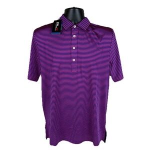 RLX Polo Ralph Lauren Polo Shirt Royal Blue Pink Stripe Men's Medium New $95